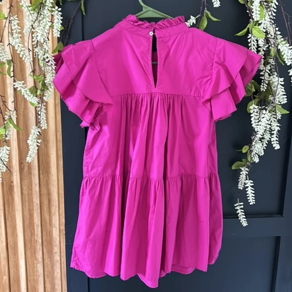 Anthropologie‎ X Maeve Ophelia Ruffle Sleeve Long High Neck Blouse. Size S - Picture 3 of 13